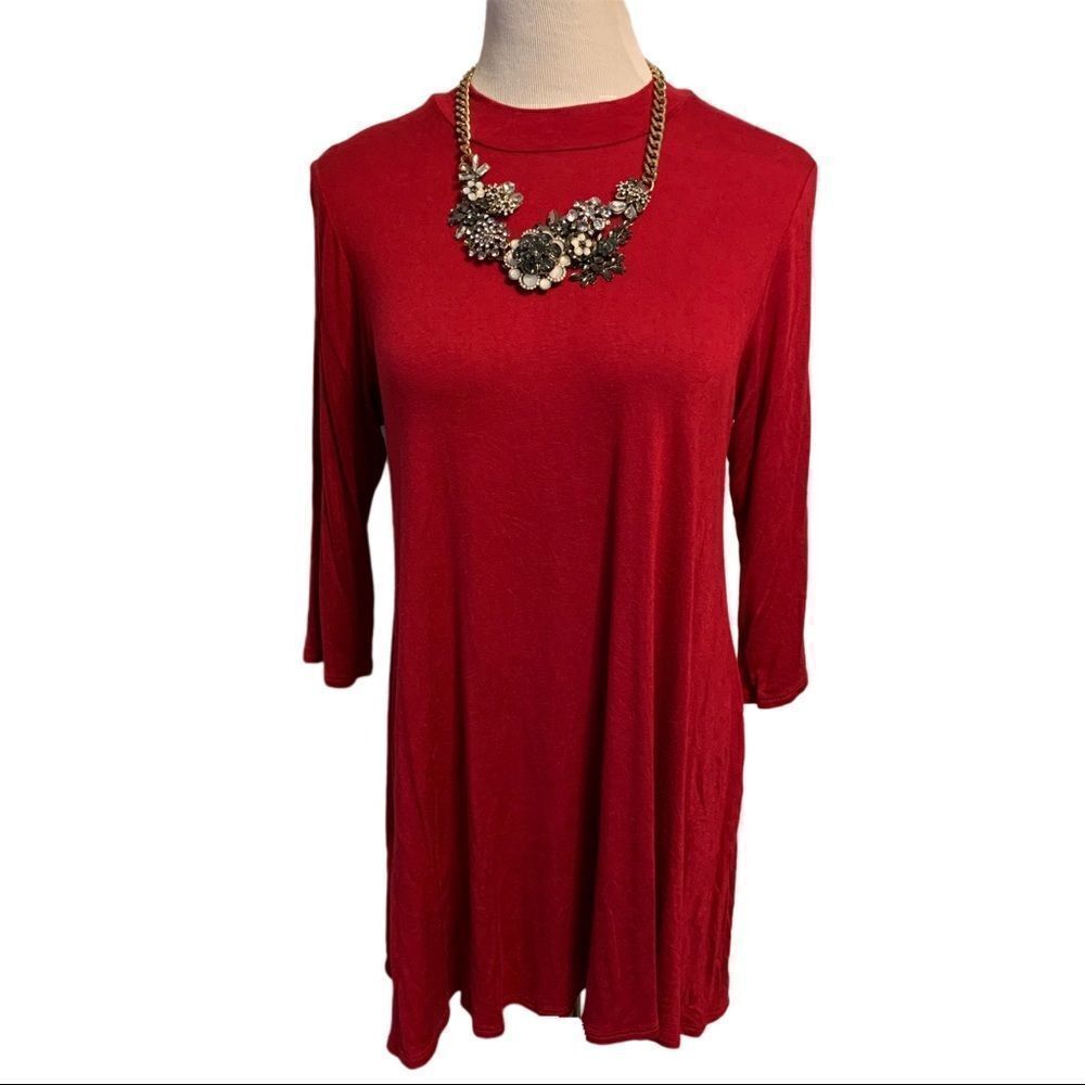 Luxe Red 3/4 Sleeve Mini Dress Sz L